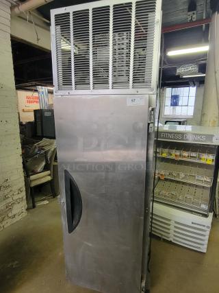 Victory VR-1 stainless steel reach-in refrigerator with top-mounted compressor. Single-door design. Durable and easy to clean.