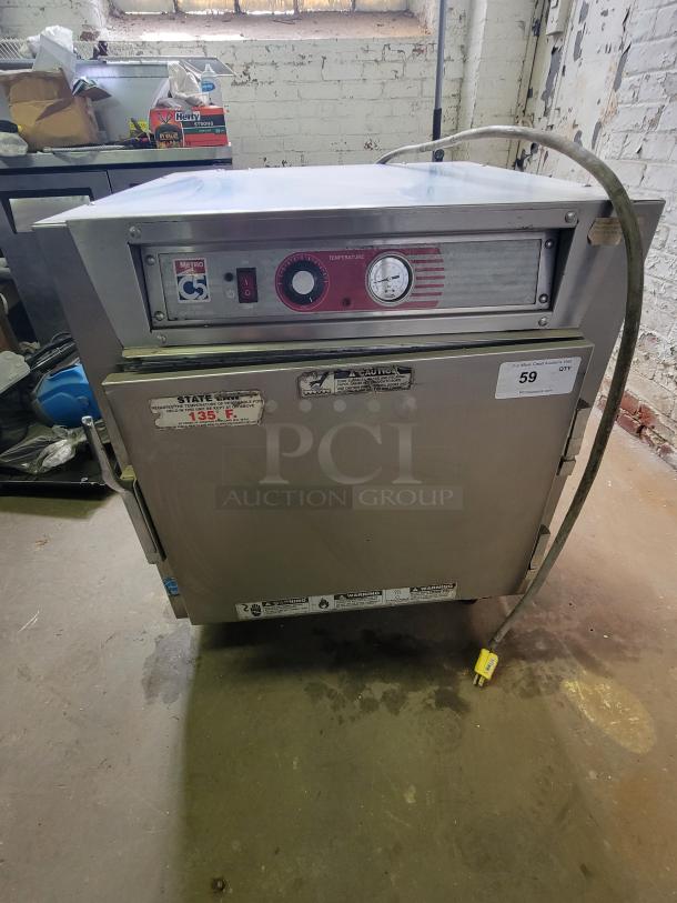 Metro Mobile Heated Holding Cabinet, Model C563-SFS-U, stainless steel, visible temperature controls, used condition.