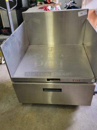 Delfield F17DD32 stainless steel equipment stand with storage drawer, robust construction, excellent condition, $999 marked.