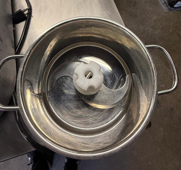 Eurodib C-TRONIC 4VT food processor bowl with double blades, commercial-grade, stainless steel, great condition.