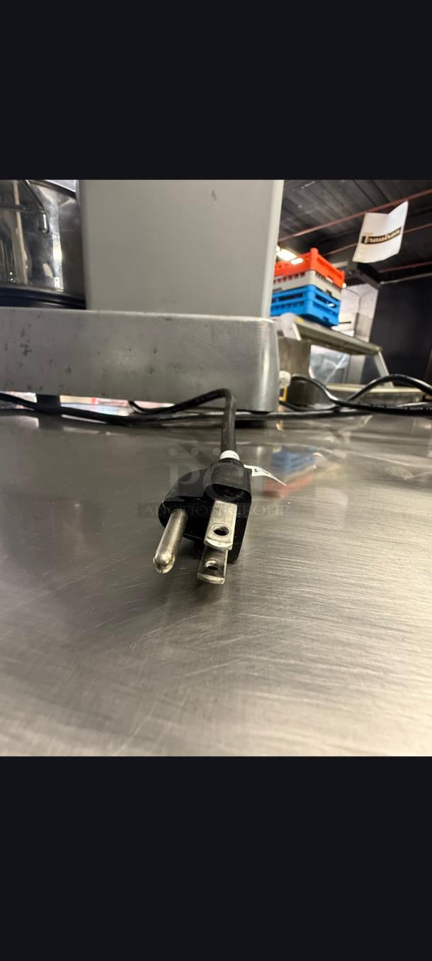 Eurodib C-TRONIC 4VT food processor in great condition, shown with power plug on a stainless steel countertop.