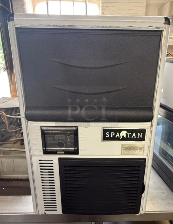 Spartan SUM-68 Ice Maker, compact design, black and white finish, control panel visible, ideal for small businesses.
