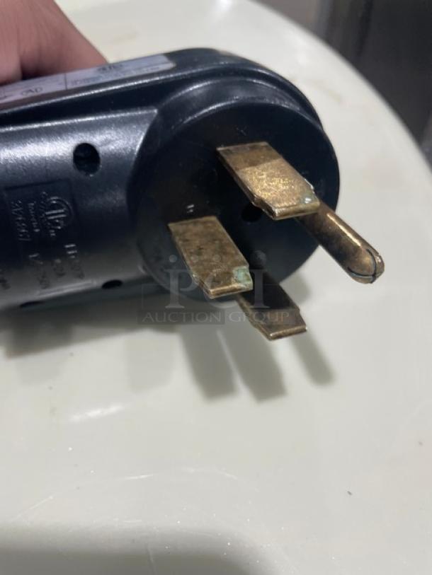 Excelsior XL125B spiral bagel mixer plug showing 208V 3-phase prongs, in good condition, against a white background.