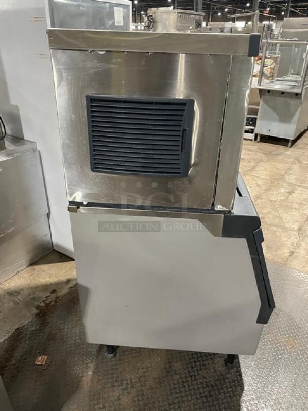 Scotsman Prodigy Series ice machine, model C0330SA1C/B330P, stainless steel, air-cooled, on legs, Energy Star certified.