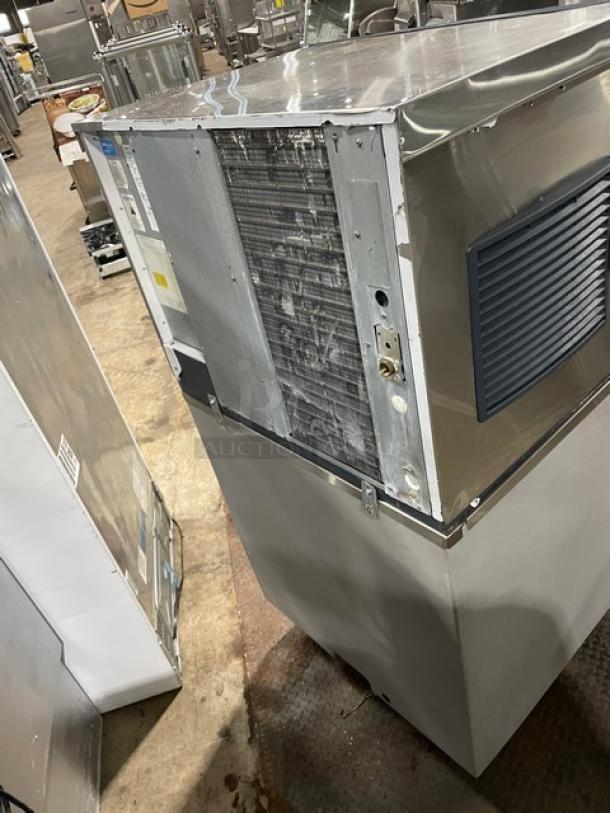 Scotsman Prodigy Series ice machine, model C0330SA1C/B330P, stainless steel, air-cooled, Energy Star certified, 115V, on legs.
