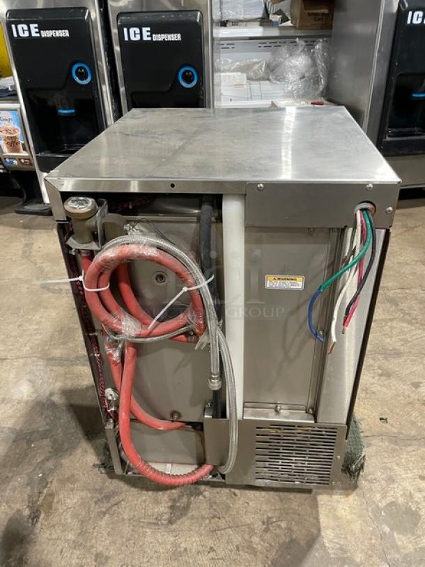 Hobart LX30H commercial stainless steel undercounter dishwasher, electric powered, 120/208V, 1 phase, visible wiring and hoses.