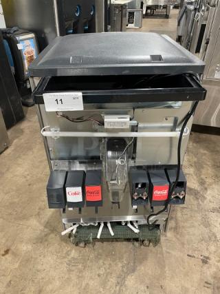 2023 Lancer Model 4500 6-flavor beverage/ice dispenser, Coca-Cola style, stainless steel, electric, 115V, SN: 854526H2336MR04F.