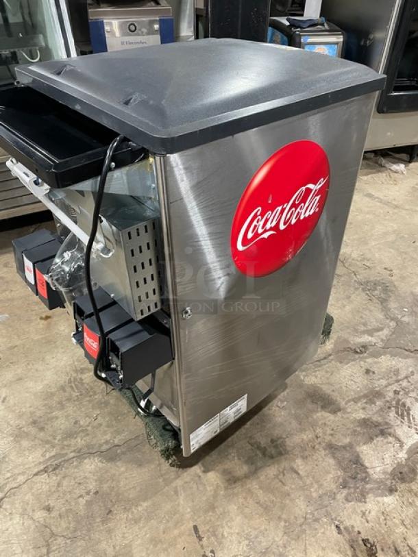 Lancer 4500 Coca-Cola style beverage dispenser, stainless steel, 6-flavor, electric, late model, excellent condition.