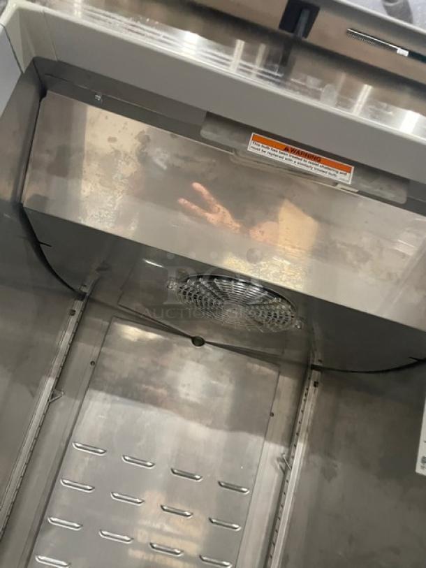 Hoshizaki CF1SFS commercial stainless steel freezer, single door, poly coated wire racks, on casters, model CF1S-FS, 115V.