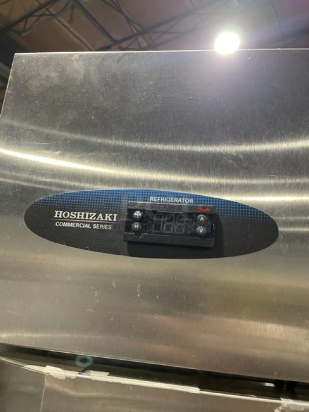 Hoshizaki CR1SHS commercial stainless steel refrigerator, Energy Star certified, digital display, pan slides.