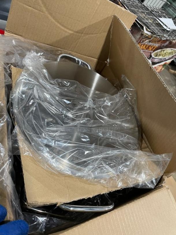 Brand new Winco Winware Master Cook stainless steel steamer with cover, induction ready, in original packaging.