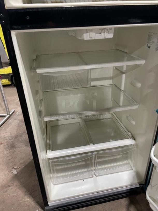 Frigidaire FFTR1821QS3 Commercial Stainless Steel Dual Section Refrigerator/Freezer, clear drawers, adjustable shelves.