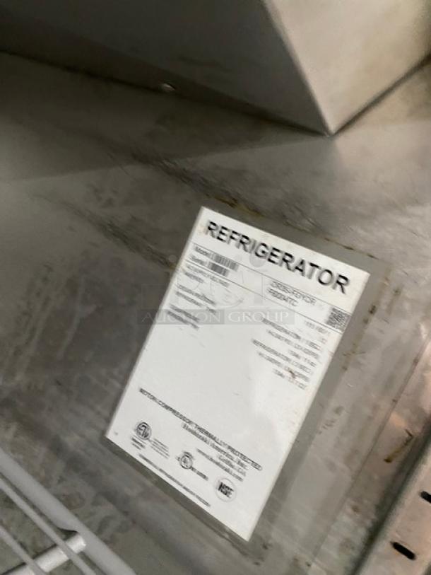 Hoshizaki CR3SFGYCR commercial refrigerator tag with specifications, stainless steel, 115V, 1 phase.