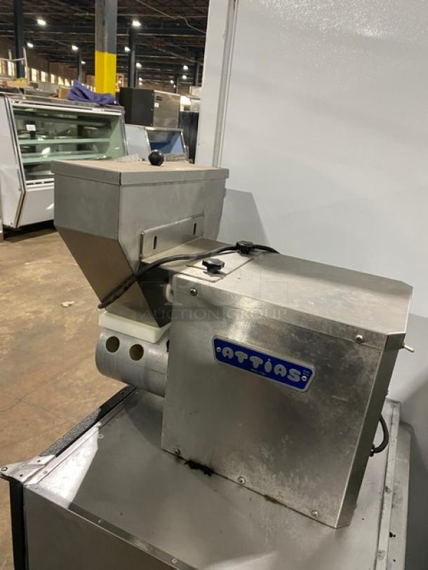 Attias commercial stainless steel electric falafel maker, countertop model, 115/220V, in used condition with visible branding.