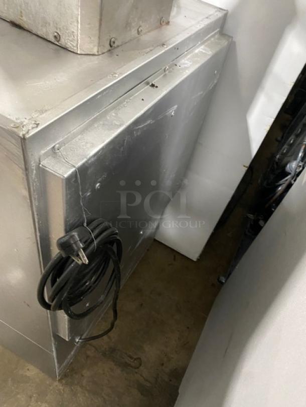 Commercial stainless steel mug chiller, Glastender MVF24GNL, single glass door, black powder coating, 2018 model.