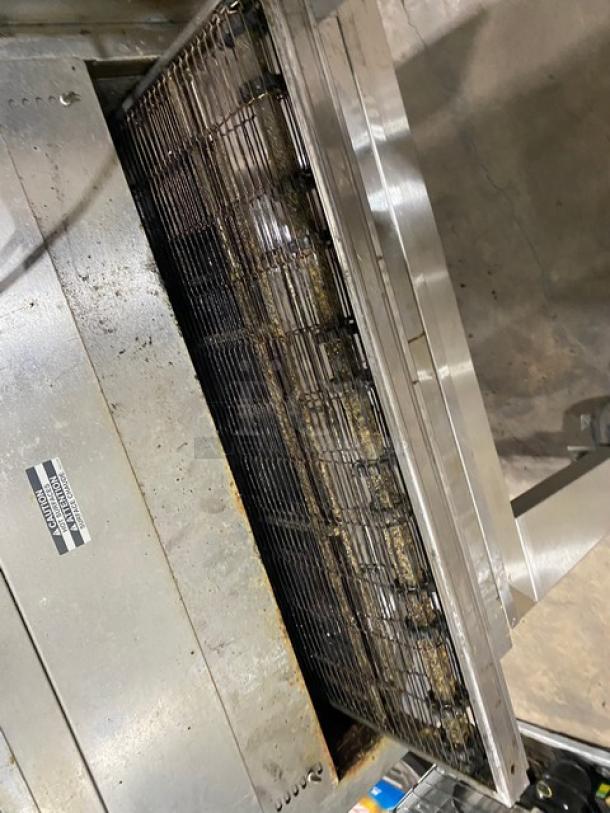 Lincoln Impinger 1400 Series Conveyor Oven, Model 1450-000-U-K1801, stainless steel, on casters, natural gas-powered.