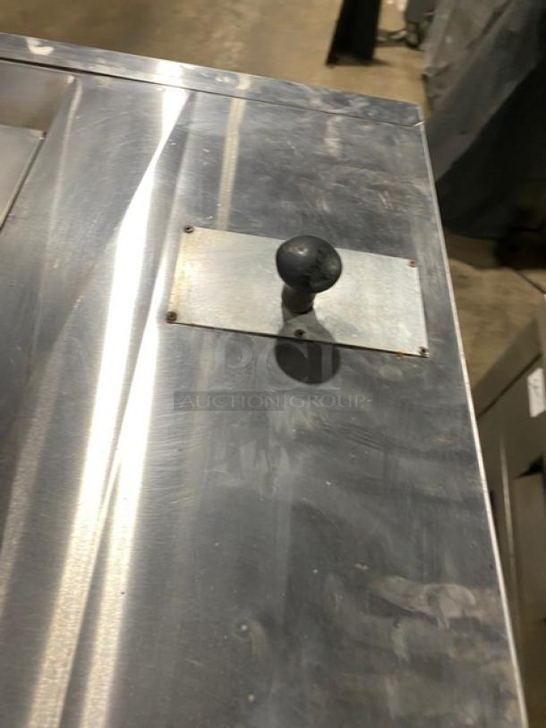 Bakers Pride stainless steel natural gas single-stack pizza deck oven with thermostatic control, used condition.