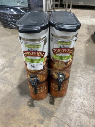 Bunn Commercial Turkey Hill tea dispenser combo with two stainless steel hoppers for sweet/unsweetened tea.