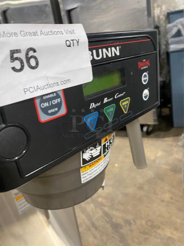 Bunn ITB Digital Series stainless steel iced tea brewer with funnel, model ITB, 120V, commercial-grade, good condition.