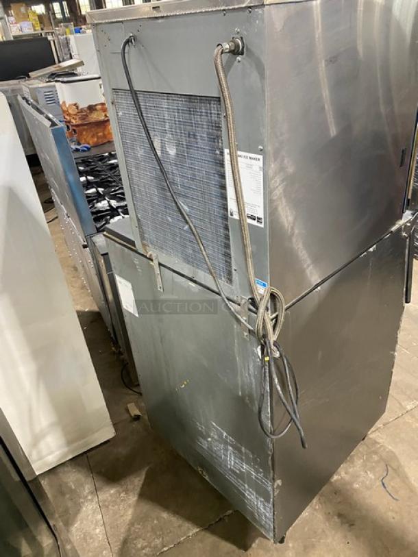 Hoshizaki stainless steel ice machine with storage bin, Model F-801MAH/B-500PF. Energy Star certified. 115-120V.