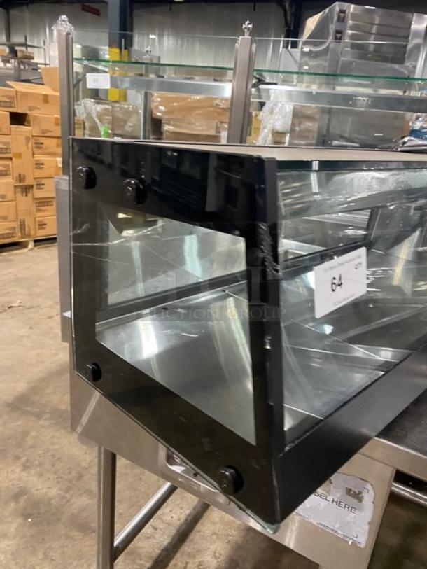 Turbo Air black refrigerated countertop sushi display with stainless steel interior and rear sliding doors, SN: H2SAS50D1024.