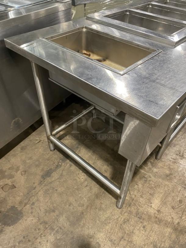Delfield LiquiTec 4-pan drop-in cold food well, Model 8159-EFP, stainless steel, electric, with Wells MOD100TD hot food well.