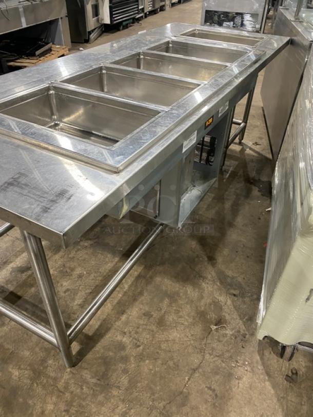 Delfield LiquiTec 4-Pan Cold Food Well, stainless steel, electric, Model 8159-EFP, 115V, with Wells Single-Pan Hot Well, Model MOD100TD.