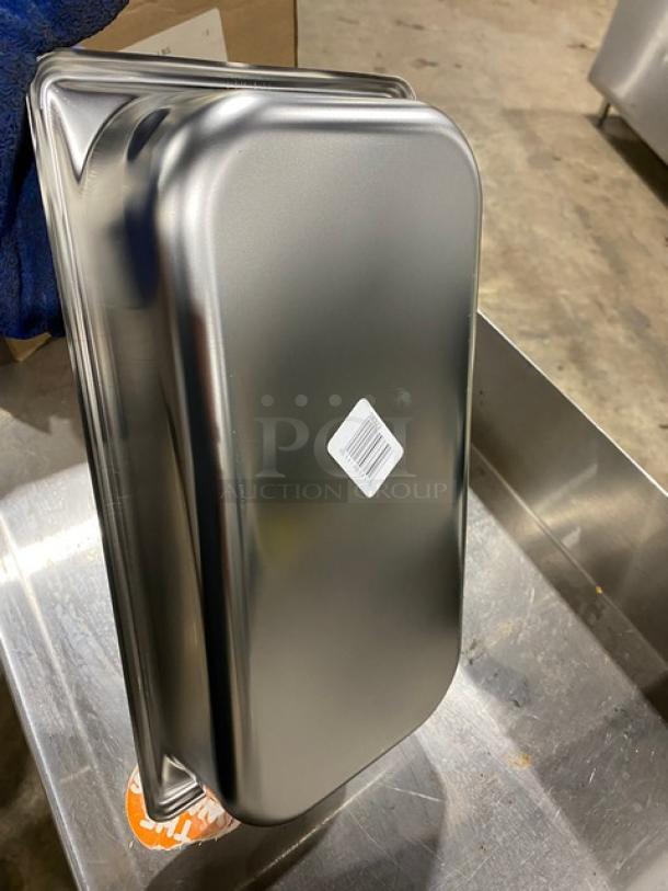 NEW Vollrath SuperPan V Series stainless steel pan, 1/3-size, 2.5" deep, Model 30322, commercial-grade, barcode visible.