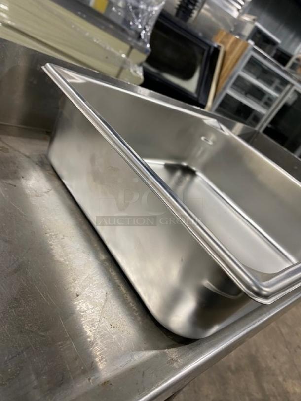 NEW! Vollrath SuperPan V Series stainless steel 2/3-size, 4" deep hotel pan, Model 30142, commercial-grade.