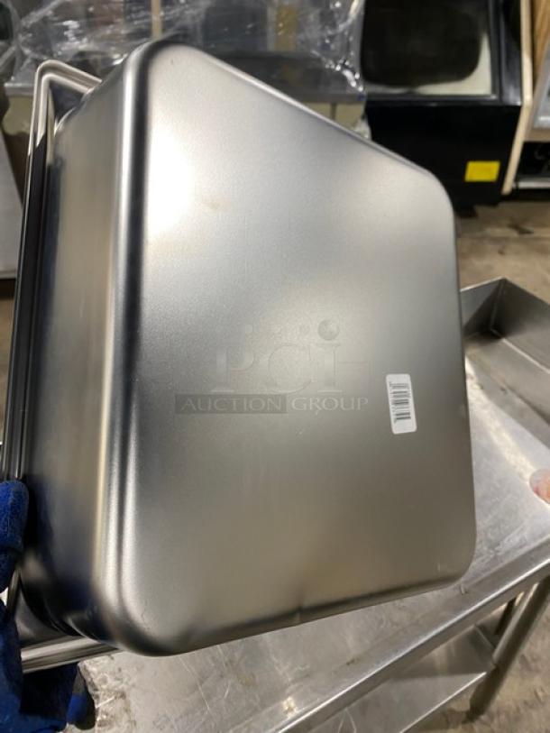 Vollrath SuperPan V Series stainless steel 2/3-size pan, 4" deep, model 30142, new condition, with barcode sticker.