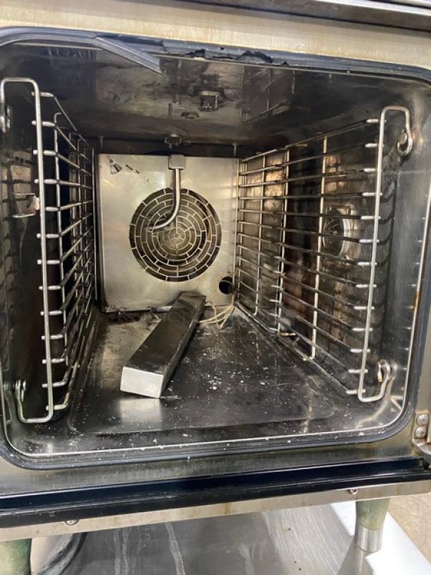 Convotherm OES6.10Mini stainless steel combi oven with digital controls, boilerless, includes single undershelf stand.