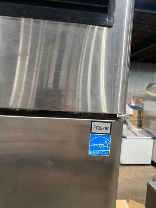 Atosa B-Series stainless steel 2-door reach-in freezer, model MBF8503GR, Energy Star certified, on casters.