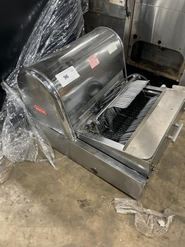 Berkel commercial stainless steel electric bread slicer, countertop model, 115V 1 phase, in used condition.