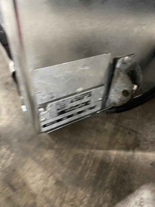 Berkel Commercial Stainless Steel Electric Bread Slicer, 115V, 1 Phase, Countertop Model, visible brand plate.