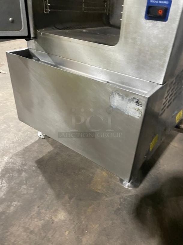 Cleaveland Range SteamCraft Ultra 10 Series stainless steel dual compartment steamer cabinet, model 24CGA10, on legs.
