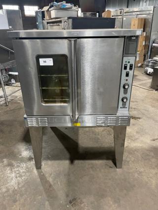 SunFire Commercial Stainless Steel Natural Gas Powered Single Stack Convection Oven! With Thermostatic Controls! With Wired Oven Racks! Model: SCO-GS-10S SN: 1309230000107! 120V 1 Phase! On Legs! - Item #1202678