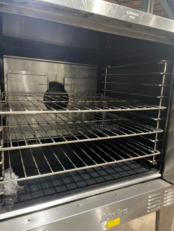 SunFire SCOGS10S commercial stainless steel convection oven with thermostatic controls, wired racks, and gas power.