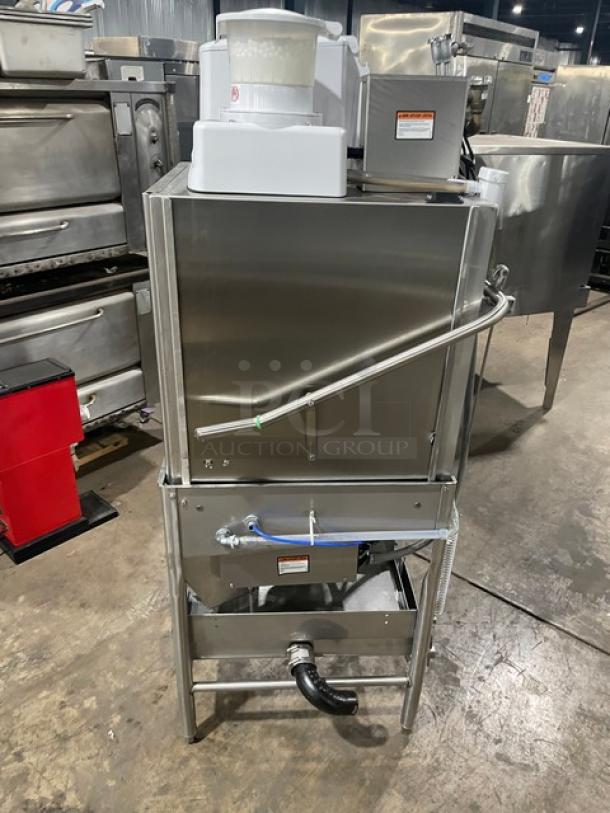 Ecolab Smartpower Series APEXTSC commercial dishwashing machine, stainless steel, electric single rack, on legs, 115V.
