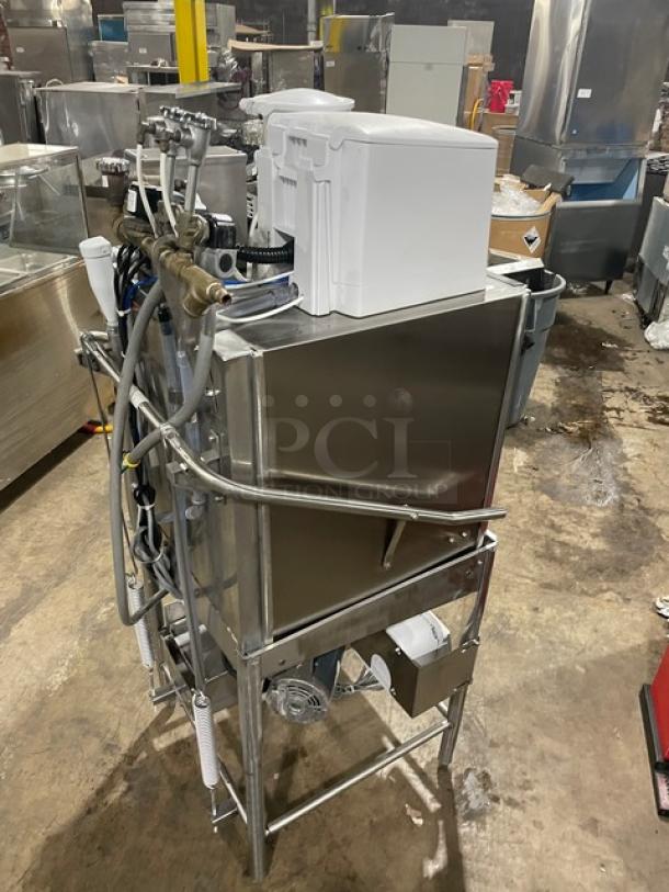 Ecolab Smartpower Series APEXTSC commercial dishwasher, stainless steel, single rack, 115V, on legs, excellent condition.