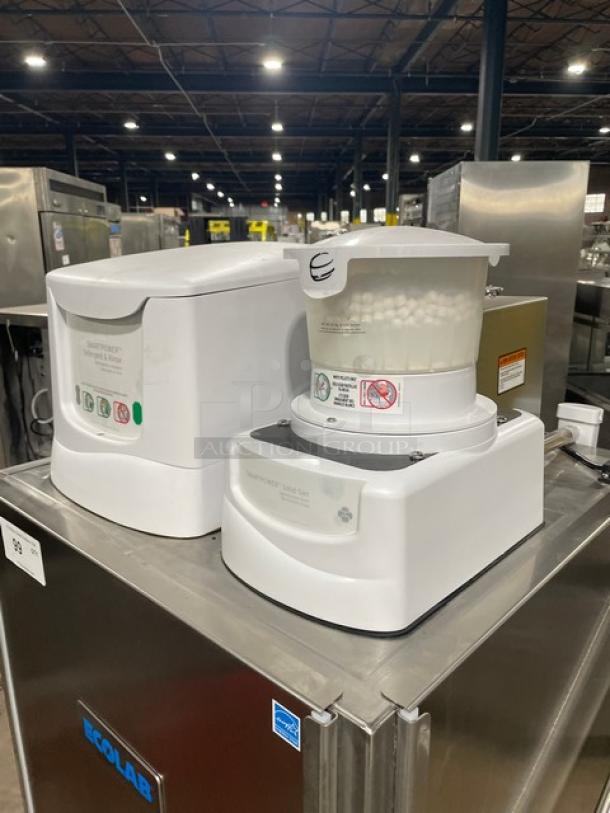 Ecolab Smartpower Series stainless steel dishwashing machine, Model APEXTSC. Features electric power, single rack, 115V, 1 phase, on legs.