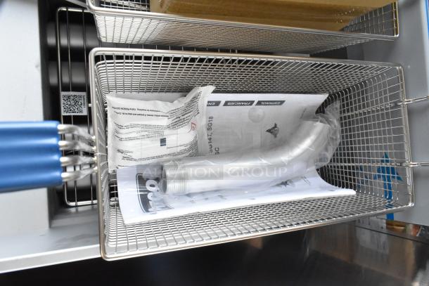 Brand new 2022 Pitco Frialator SG14 fryer, stainless steel, natural gas, 2 metal baskets, 110,000 BTU, included manual.