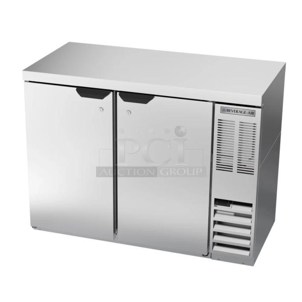 BRAND NEW Beverage Air BB48HC-1-F-S-27 stainless steel undercounter cooler, 2 doors, 115V, 1 phase.
