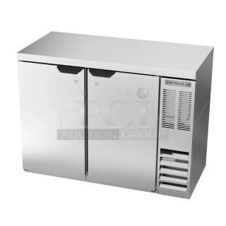 BRAND NEW Beverage Air BB48HC-1-F-S-27 stainless steel undercounter cooler, 2 doors, 115V, 1 phase.