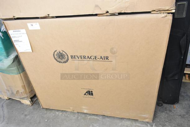 New Beverage Air BB48HC-1-F-S-27 undercounter cooler in box. Stainless steel, 2 doors, 115V, 1 phase, commercial-grade.