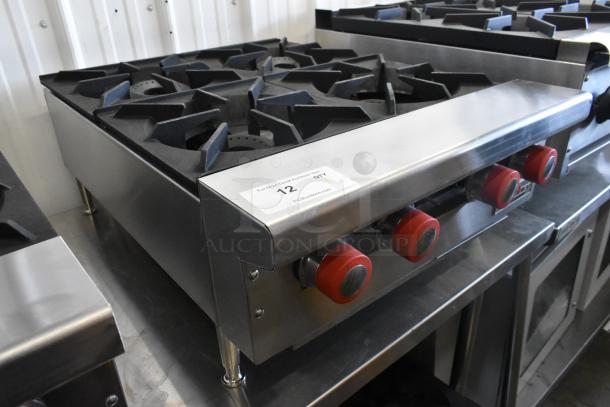 Therma-Tek TCHP24-4L new stainless steel commercial countertop propane range with 4 burners. 30,000 BTU.