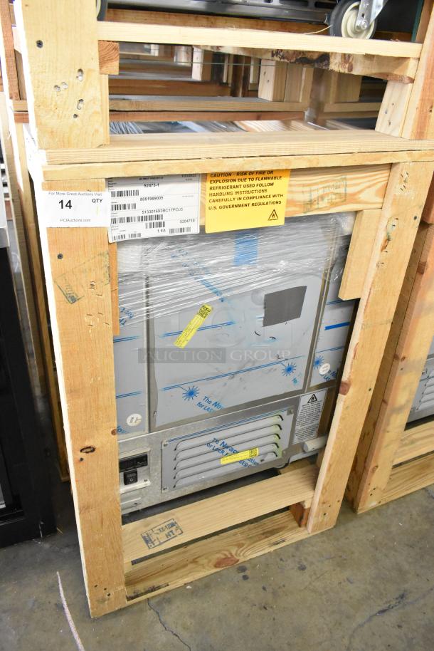Brand new 2022 BKI 52473-1 stainless steel commercial freezer, on casters, 115 Volts, 1 Phase, factory packaging.