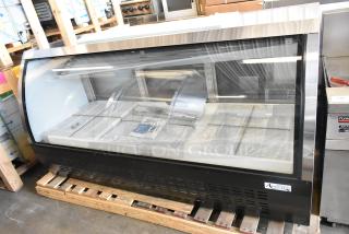 Brand new Avantco 178DLC82HCB 82" black curved glass refrigerated deli case, 115V, 1 phase. Perfect condition.