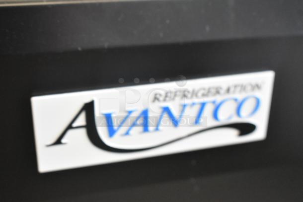 Avantco logo on the 2025 178DLC82HCB refrigerated deli case, black finish, curved glass, 82", 115V, brand new.