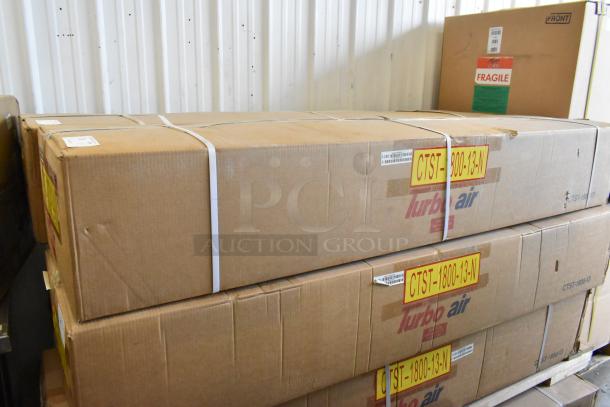 BRAND NEW Turbo Air CTST-1800-13-N Stainless Steel Commercial Countertop Refrigerated Rail in sealed packaging.