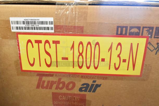 Turbo Air CTST-1800-13-N box with label, brand new stainless steel commercial refrigerated rail, 115V, 1 Phase.